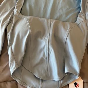 Blue Crop Top with Tailored Fit and Structured Design